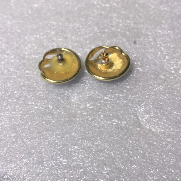 Elegant baby blue and gold studs - Picture 2 of 2